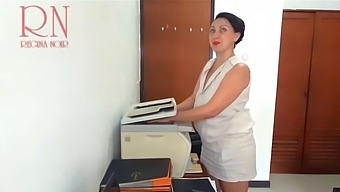 Sexy Secretary Regina Noir Scans Her Boss'S Boobs And Pussy On Mfp Security Camera In The Office