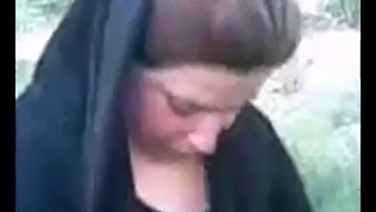 Young Arab Woman In Hijab Masturbates Outdoors