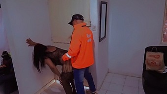Submissive Exhibitionist In Erotic Lingerie Gets Fucked By Delivery Man