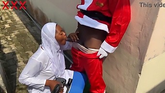 A Joyful Christmas Encounter With Santa And A Seductive Woman Wearing A Hijab. Subscribe To Red For More.